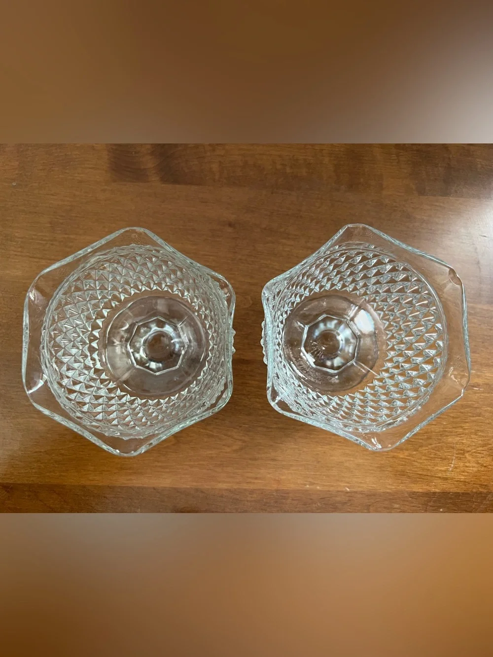 Indiana Glass Clear Diamond Pattern Candle Bowl